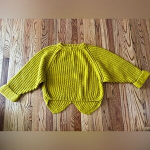 Neutral Ground Tulip Hem Ribbed Crew Neck Sweater in Mustard - Small
